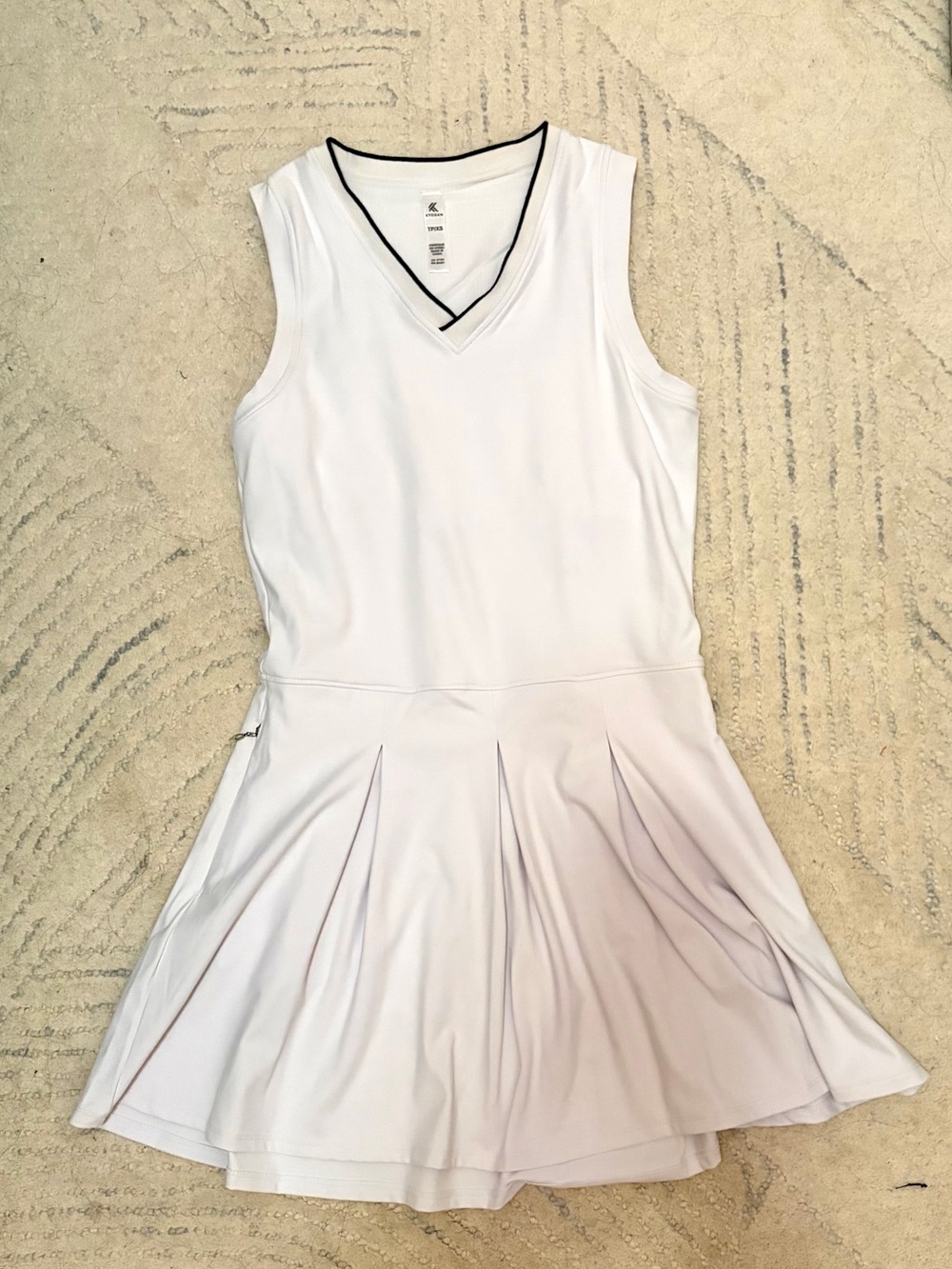 Kyodan Women's White Sleeveless V-Neck Tennis Dress - Athletic Skirted Style